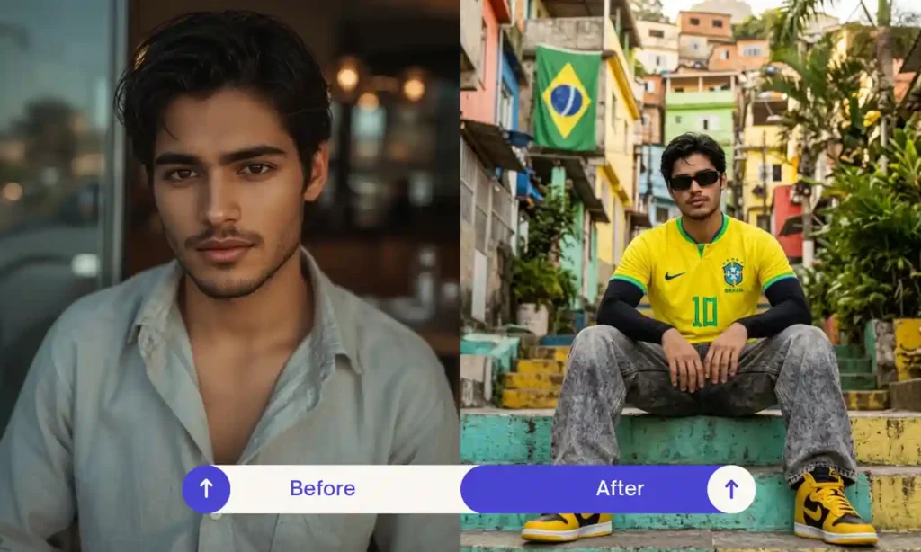 Gemini AI Photo Prompt Before After Result Brazil Neymar Jr Fans Prompt For Boys