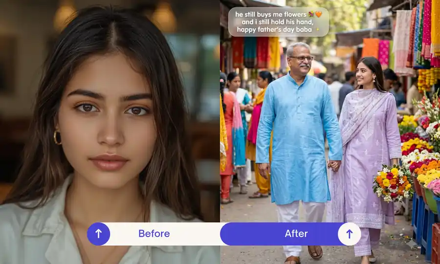 Gemini AI Photo Prompt Before After Result Father Daughter Photo Prompt For Fathers Day