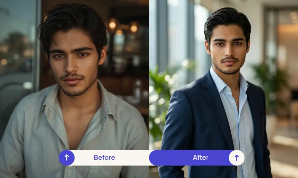 Gemini AI Photo Prompt Before After Result Professional Photo Prompt For boys 1