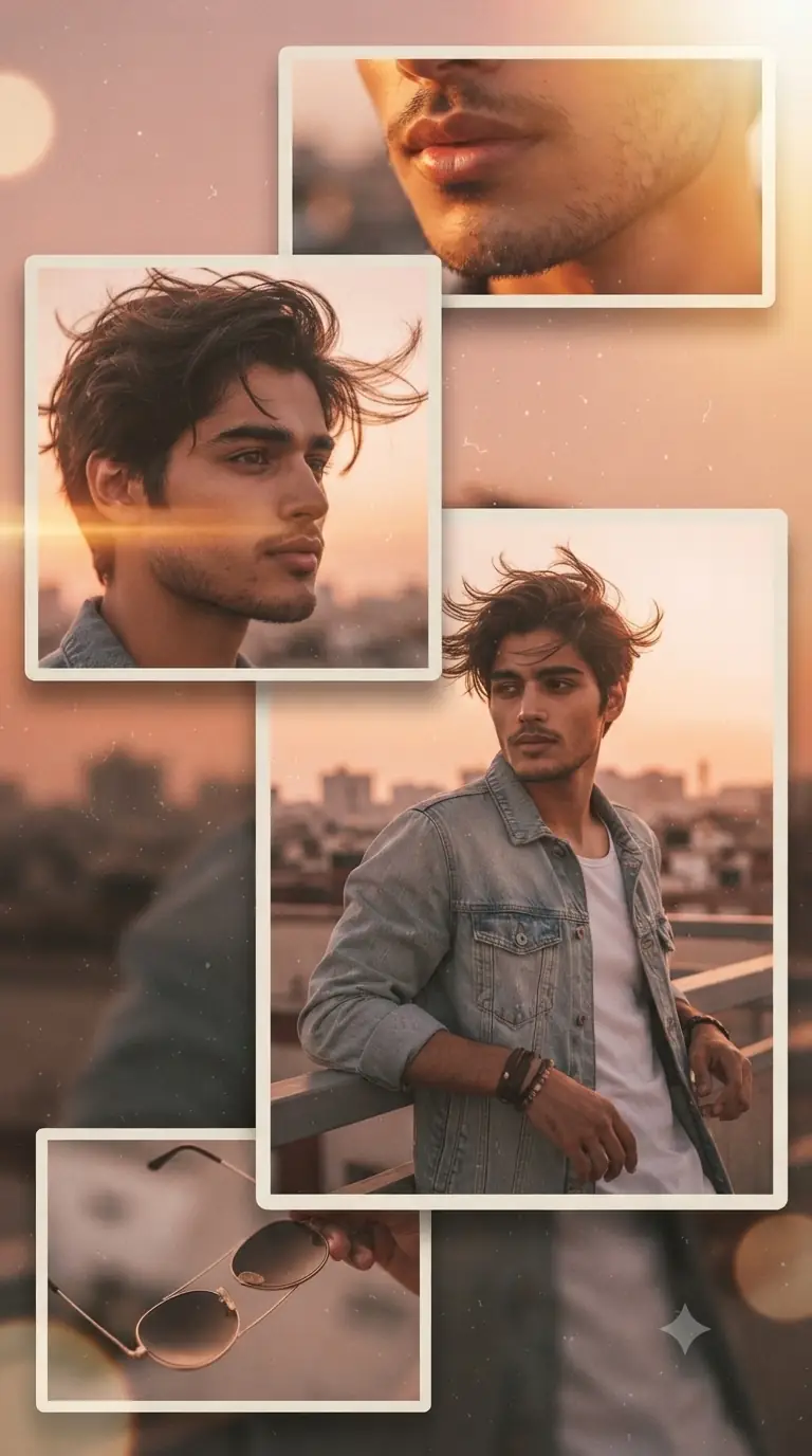Prompt 3: Gemini Vintage Rooftop Aesthetic Photo Collage Prompt Using Selfie
