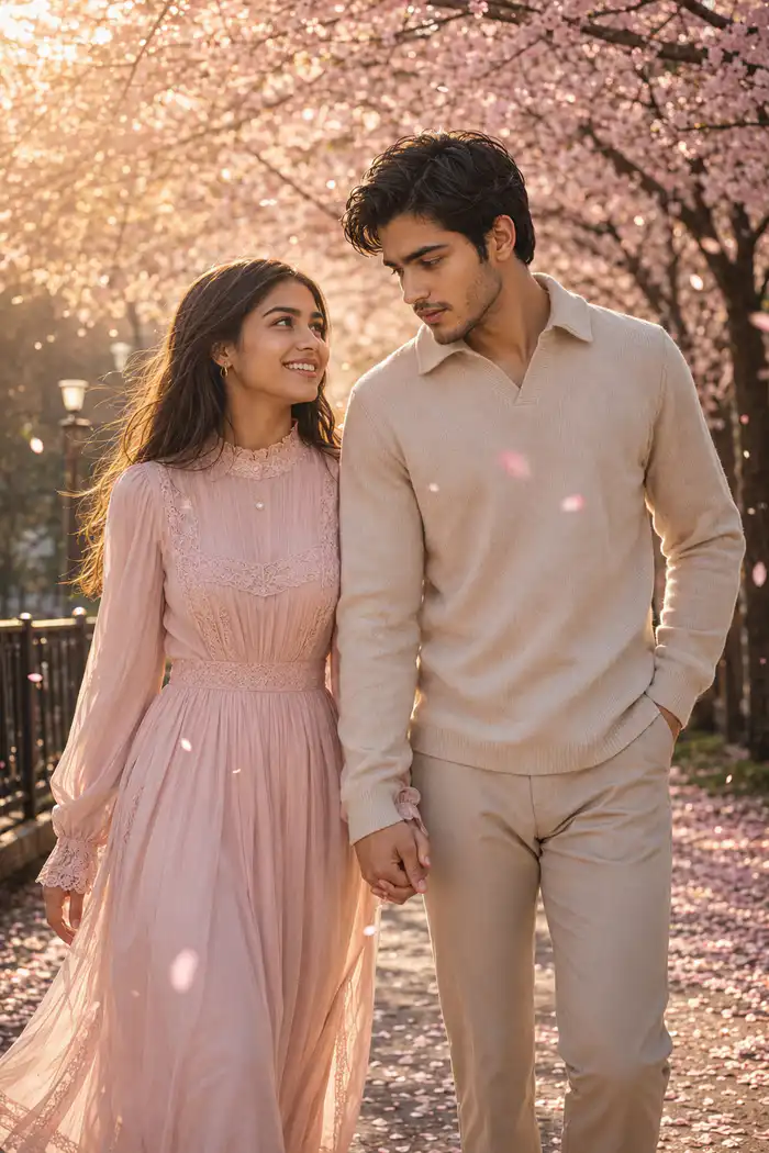 Prompt 2: Couple Photo Prompt for Cherry Blossom Portrait