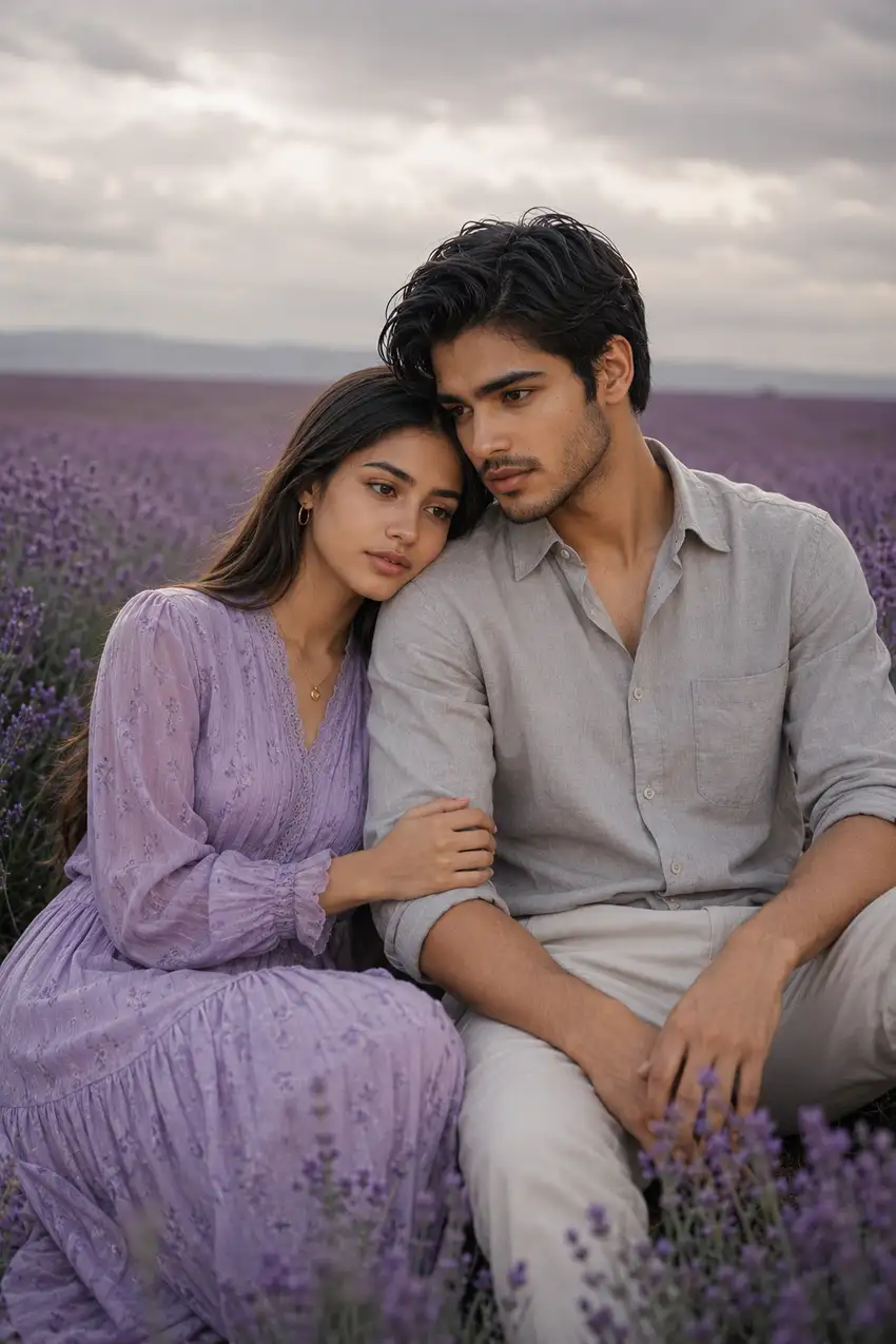 Prompt 4: Couple Photo Prompt for Dreamy Lavender Field Portraits