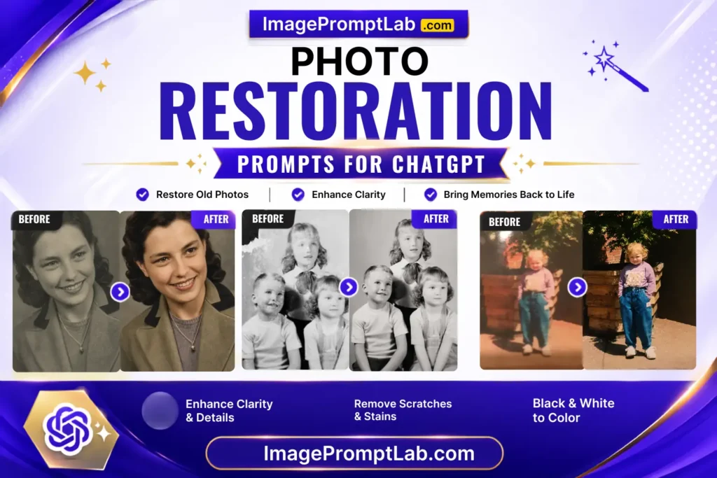Photo Restoration Prompt for ChatGPT Fix Torn Faded and Blurry Photos Photo Restoration Prompt for ChatGPT: Fix Torn, Faded, and Blurry Photos