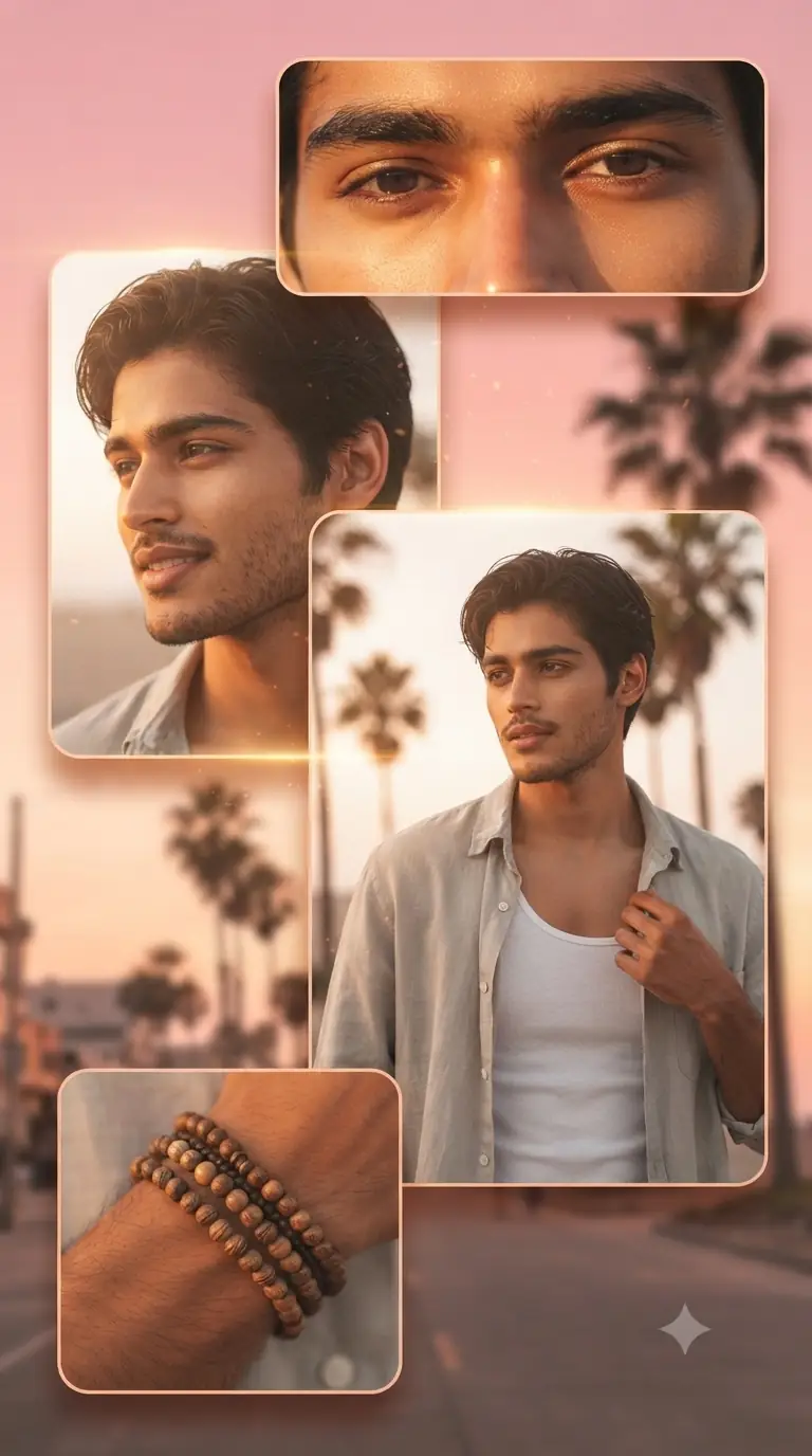 Prompt 4: Tropical Sunset Streetwear Collage Prompt for Selfie Transformation