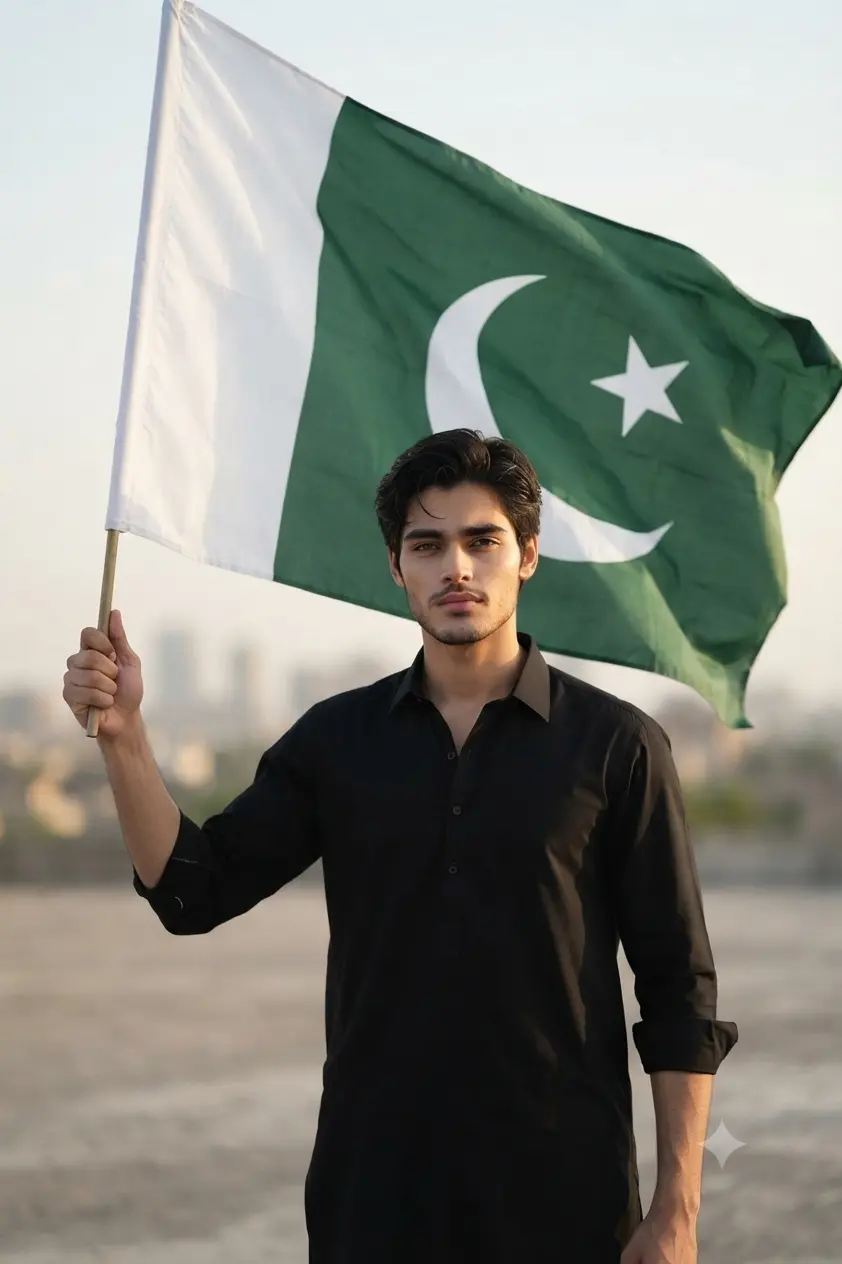 Pakistan Flag Portrait AI Prompt – Bold & Patriotic Look for Men