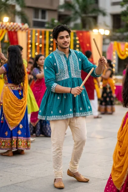 Teal Kediyu Dandiya Boy Photo Prompt