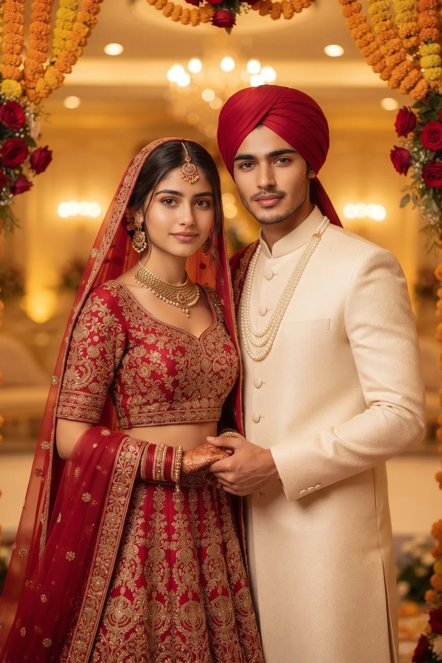 Classic Red Bridal Look