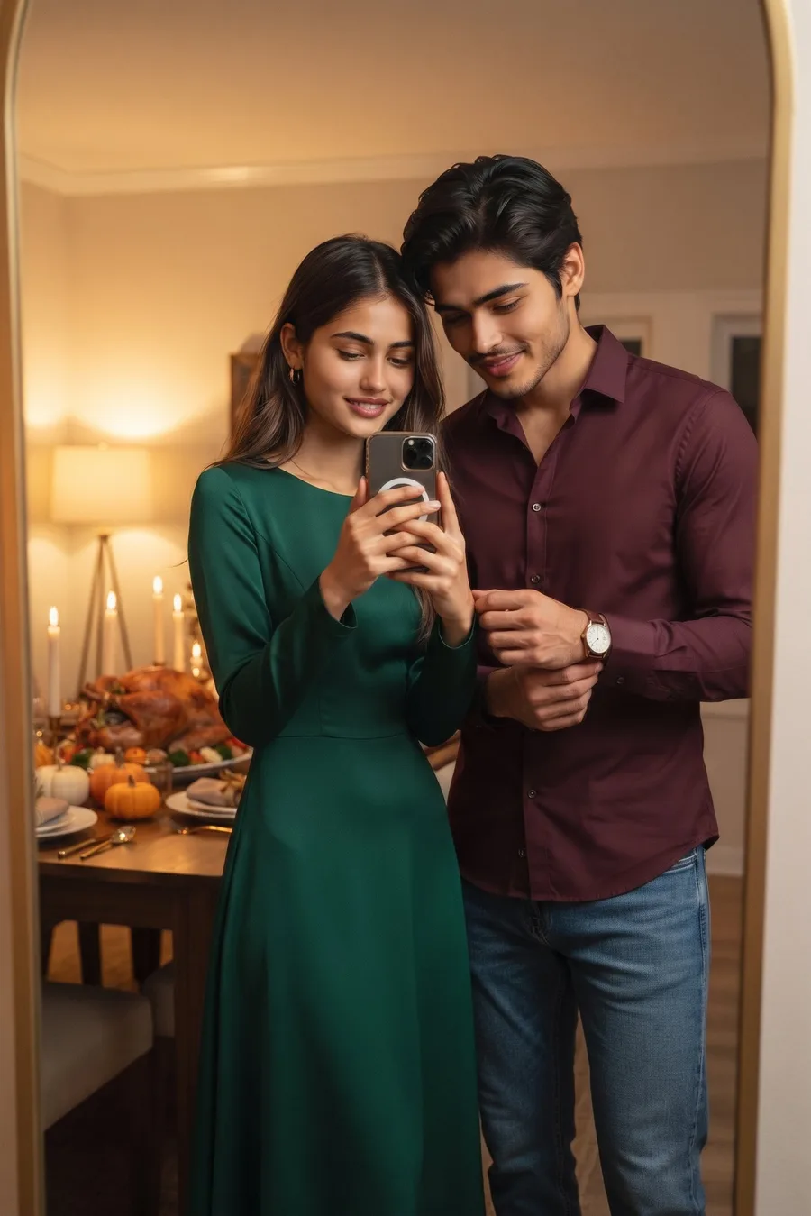 Getting Ready Together Mirror Selfie