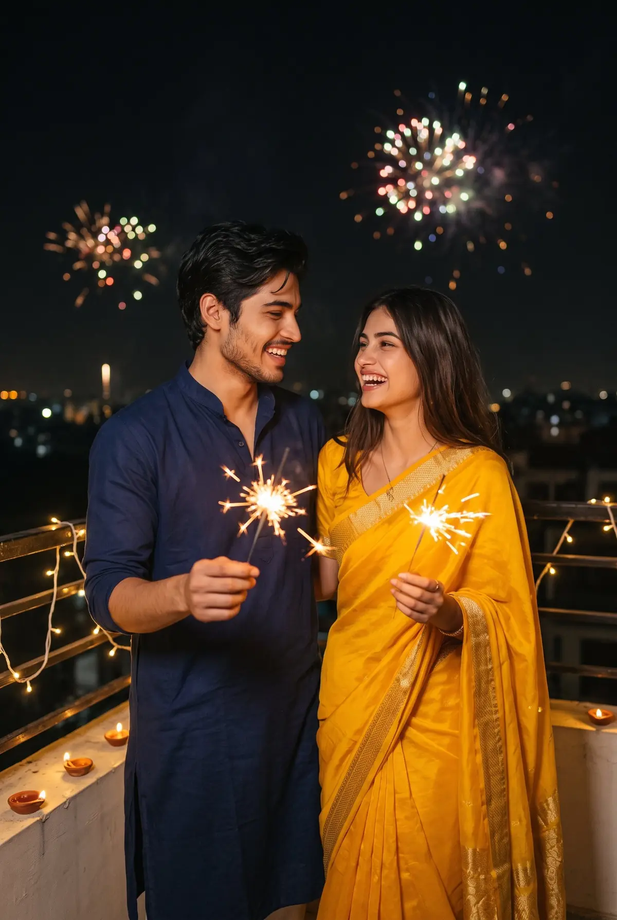 Couple Sparkler Diwali Photo Prompt