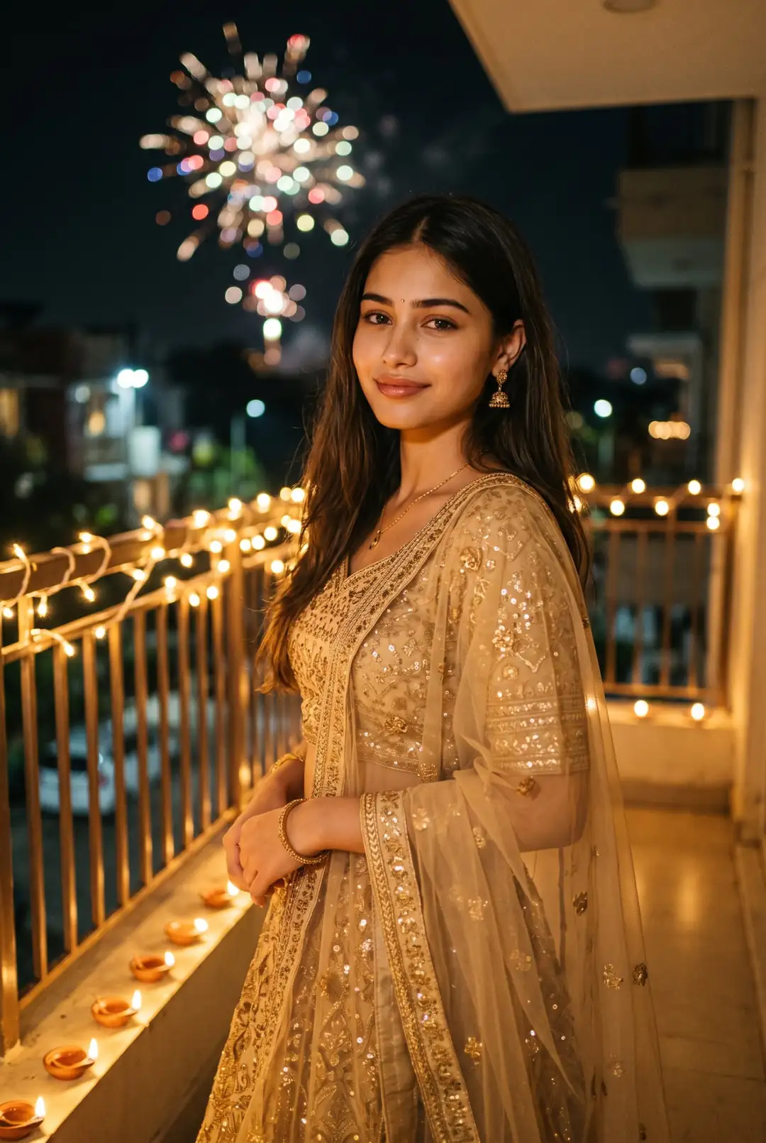 Golden Lehenga Diwali Girl Photo Prompt