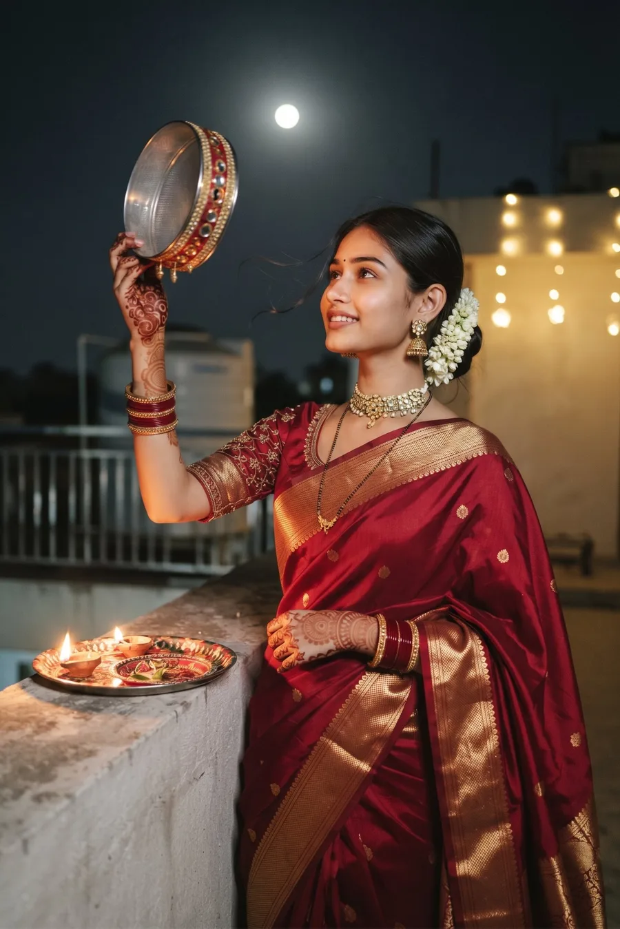 Sieve and Moon — Red Banarasi Saree Look