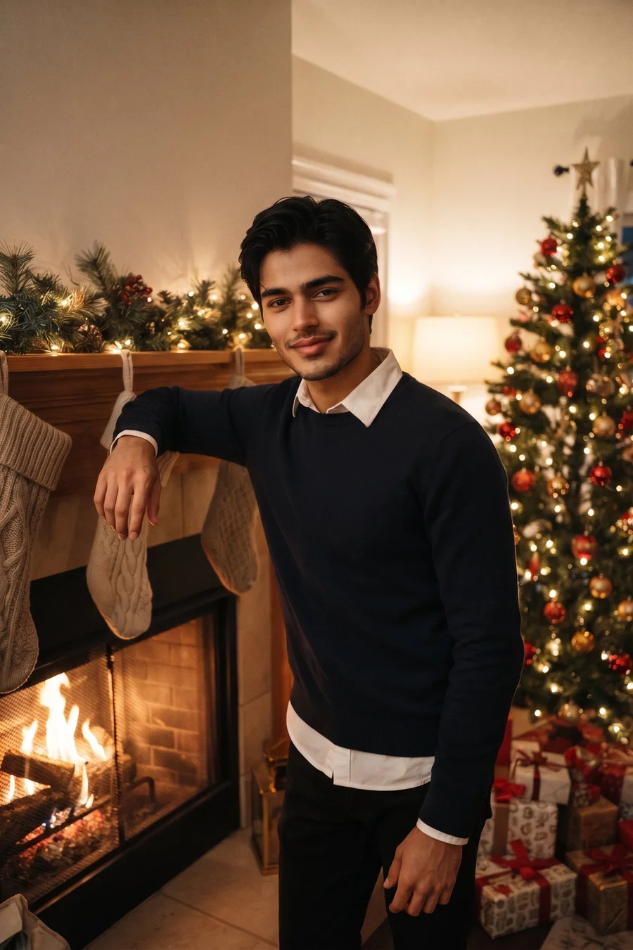 Fireplace Christmas Portrait