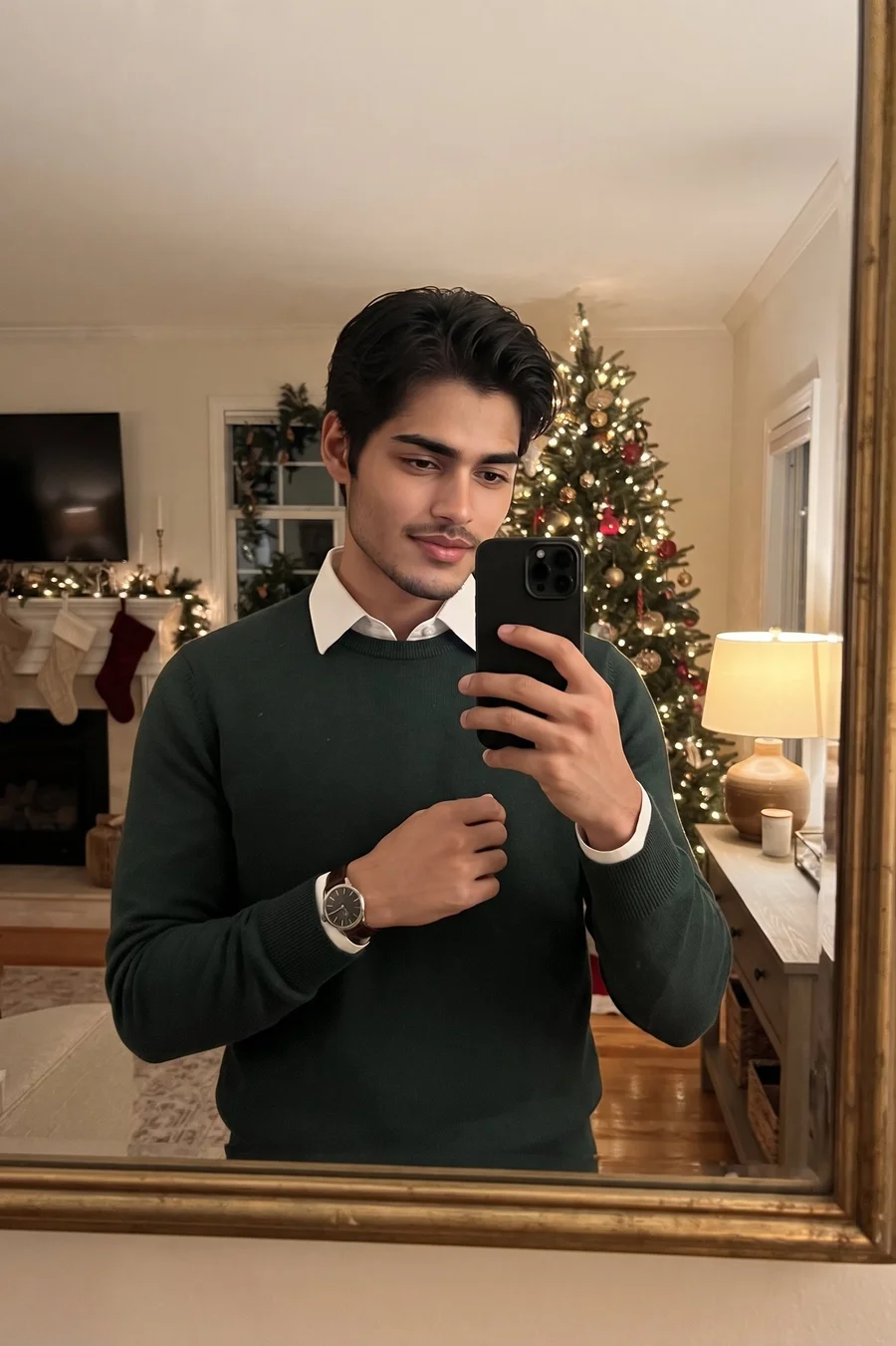 Getting Ready Christmas Mirror Selfie