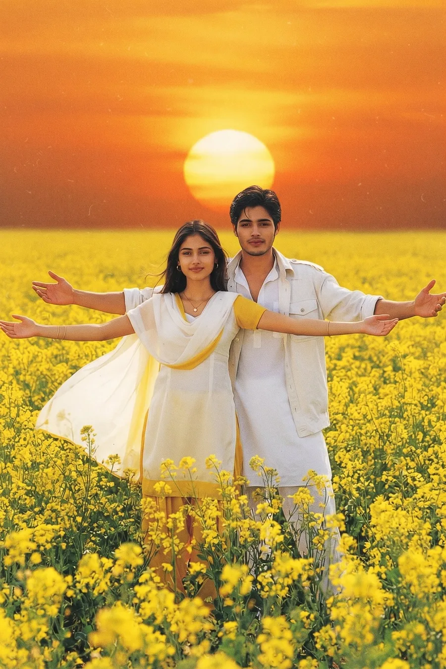 Mustard Field Sunset Poster